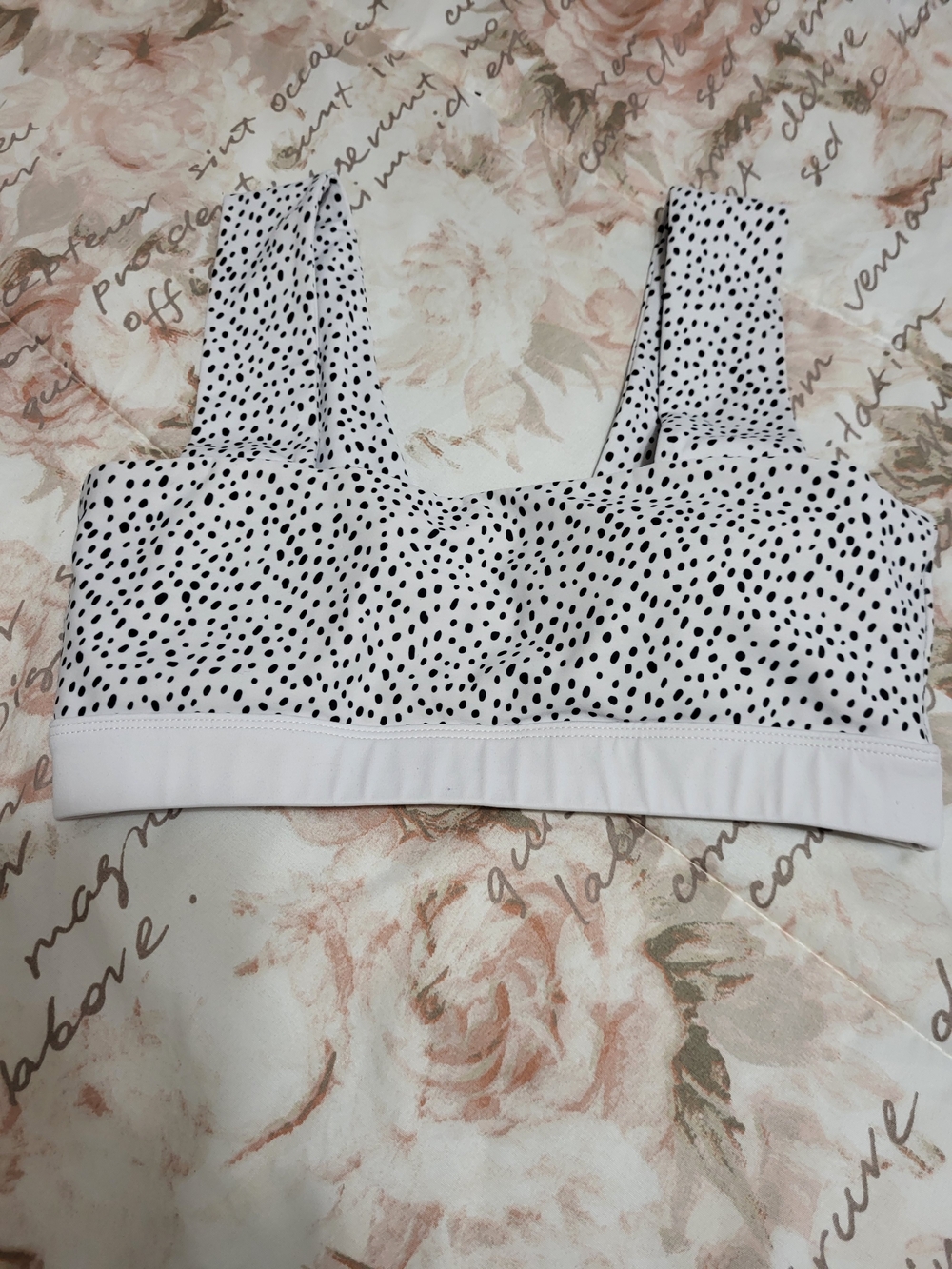 Square-Neck Polka Dot Bralette Athletic - White/Black Small